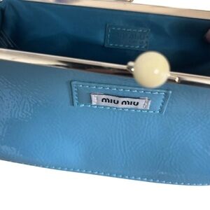 NIB-Miu Miu By Prada Tiffany Blue KissClosure X-body Clutch VIP/GWP W/Gold Chain